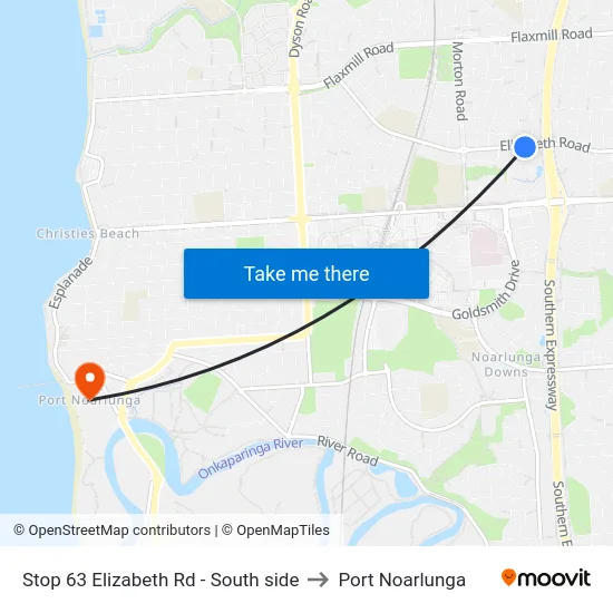 Stop 63 Elizabeth Rd - South side to Port Noarlunga map