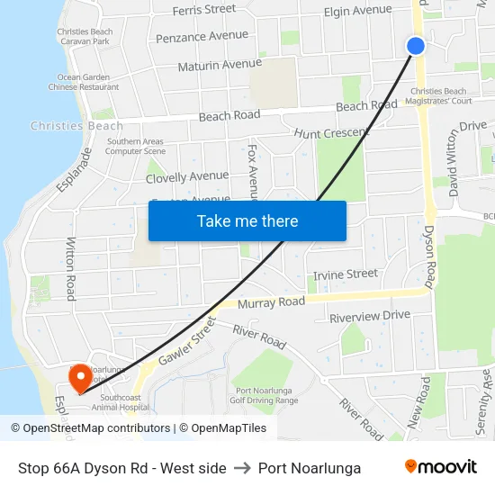 Stop 66A Dyson Rd - West side to Port Noarlunga map
