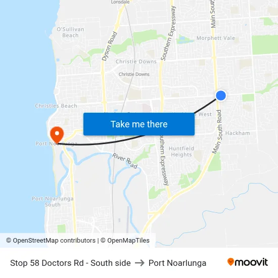 Stop 58 Doctors Rd - South side to Port Noarlunga map