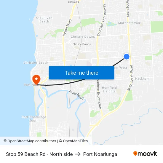Stop 59 Beach Rd - North side to Port Noarlunga map