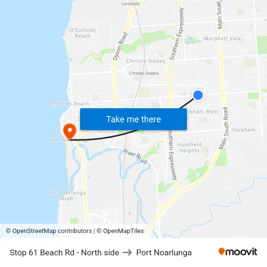 Stop 61 Beach Rd - North side to Port Noarlunga map