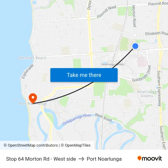 Stop 64 Morton Rd - West side to Port Noarlunga map