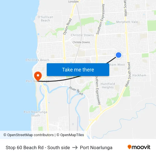 Stop 60 Beach Rd - South side to Port Noarlunga map