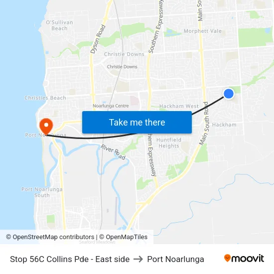 Stop 56C Collins Pde - East side to Port Noarlunga map