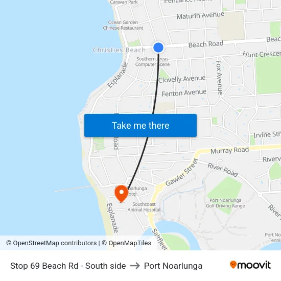 Stop 69 Beach Rd - South side to Port Noarlunga map