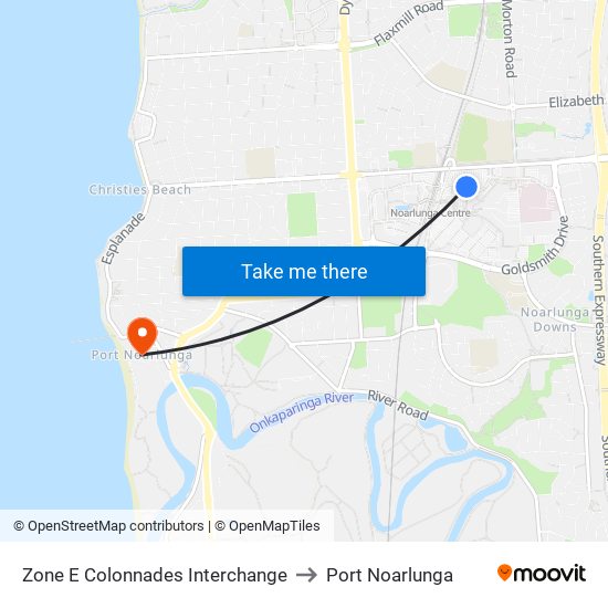 Zone E Colonnades Interchange to Port Noarlunga map