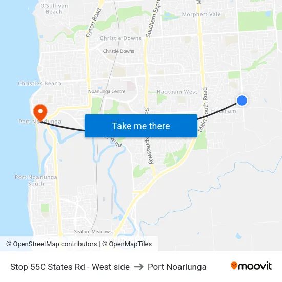 Stop 55C States Rd - West side to Port Noarlunga map