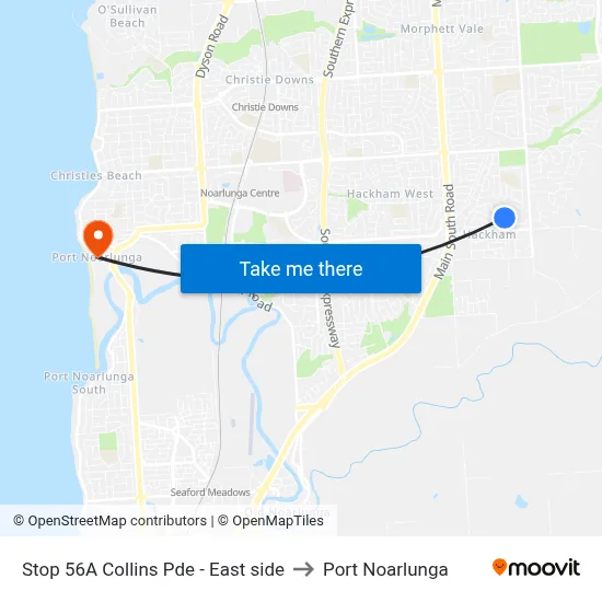 Stop 56A Collins Pde - East side to Port Noarlunga map