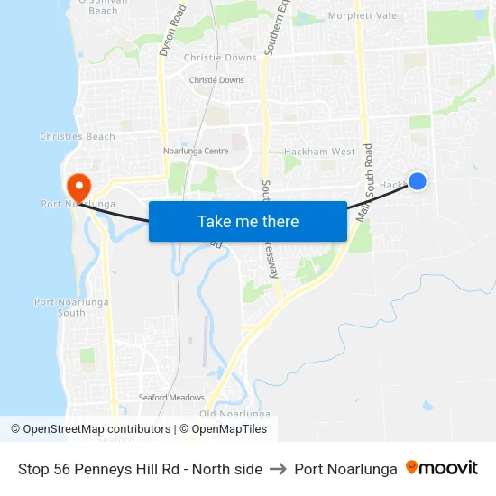 Stop 56 Penneys Hill Rd - North side to Port Noarlunga map