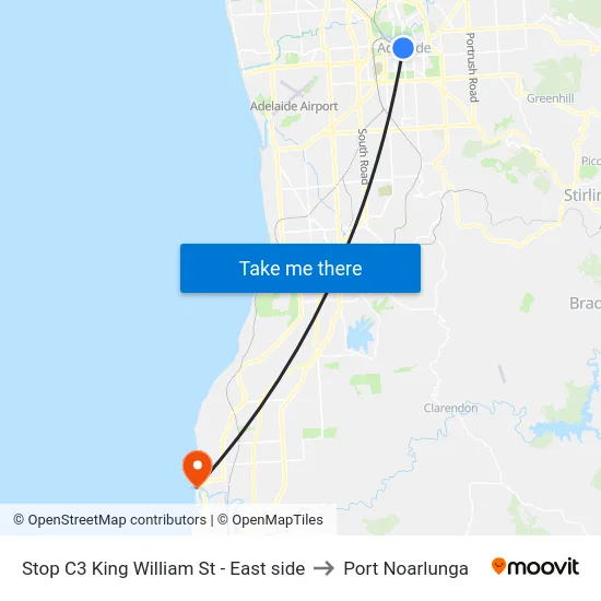 Stop C3 King William St - East side to Port Noarlunga map