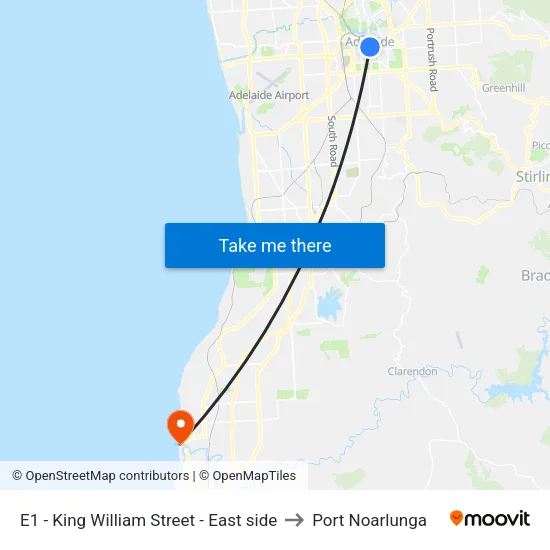 E1 - King William Street - East side to Port Noarlunga map