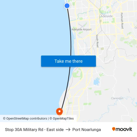 Stop 30A Military Rd - East side to Port Noarlunga map