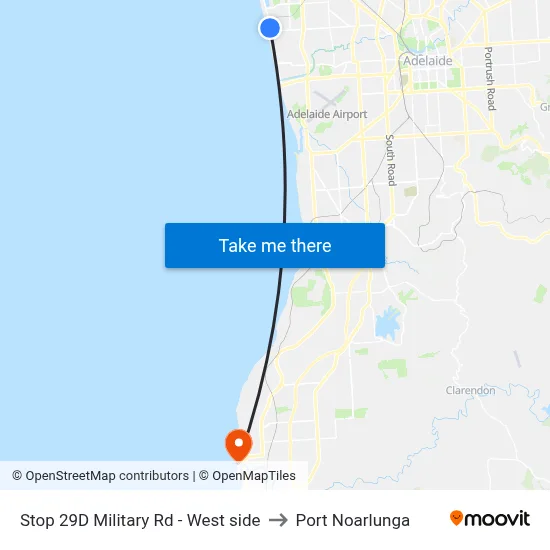 Stop 29D Military Rd - West side to Port Noarlunga map