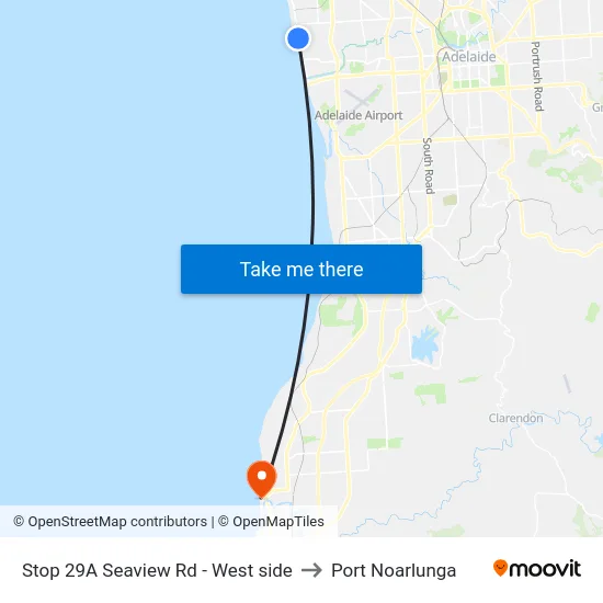 Stop 29A Seaview Rd - West side to Port Noarlunga map