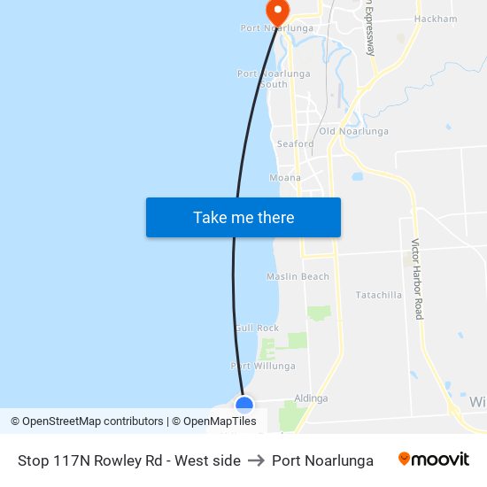 Stop 117N Rowley Rd - West side to Port Noarlunga map