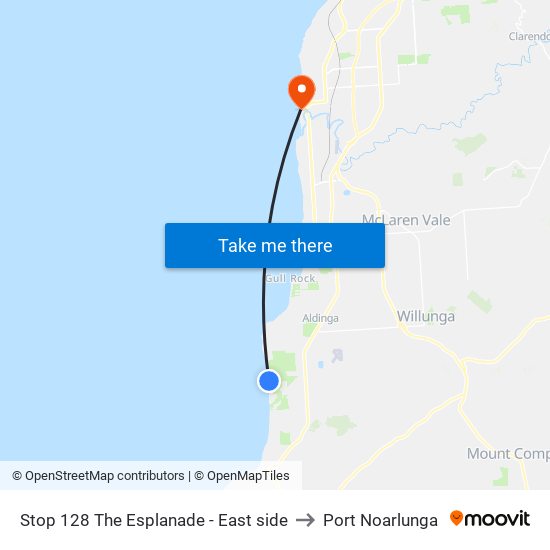 Stop 128 The Esplanade - East side to Port Noarlunga map