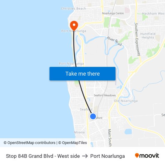 Stop 84B Grand Blvd - West side to Port Noarlunga map