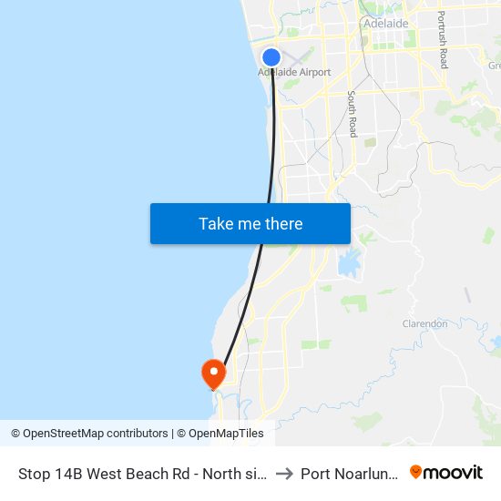 Stop 14B West Beach Rd - North side to Port Noarlunga map