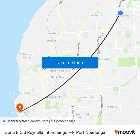 Zone B Old Reynella Interchange to Port Noarlunga map