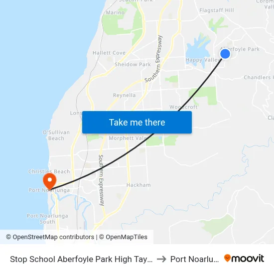Stop School Aberfoyle Park High Taylors Rd to Port Noarlunga map