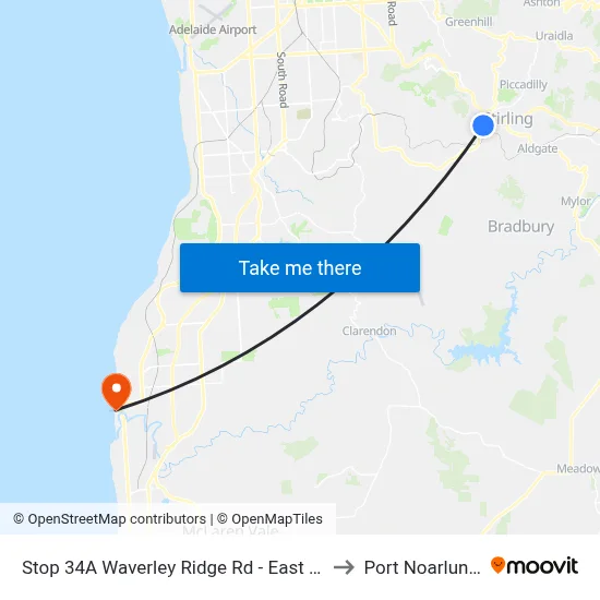 Stop 34A Waverley Ridge Rd - East side to Port Noarlunga map