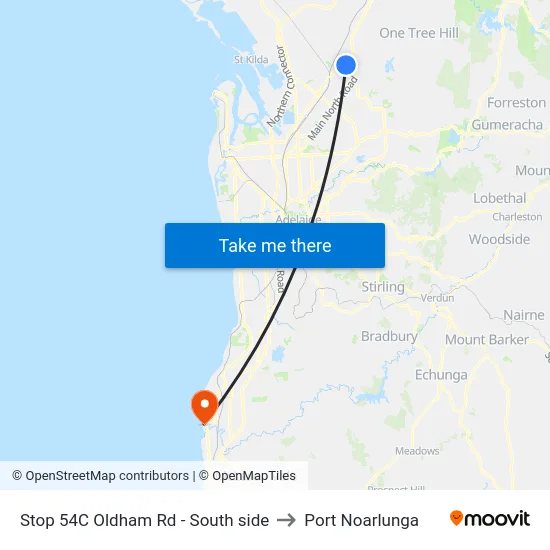 Stop 54C Oldham Rd - South side to Port Noarlunga map