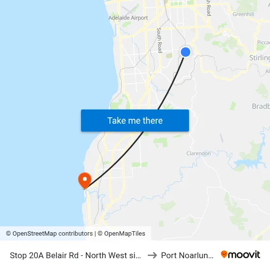 Stop 20A Belair Rd - North West side to Port Noarlunga map