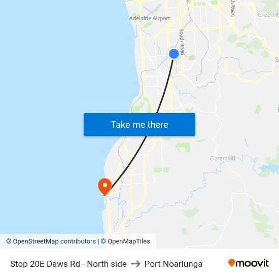 Stop 20E Daws Rd - North side to Port Noarlunga map