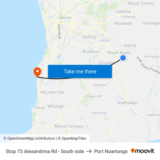 Stop 73 Alexandrina Rd - South side to Port Noarlunga map