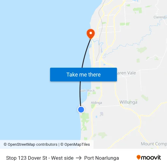 Stop 123 Dover St - West side to Port Noarlunga map