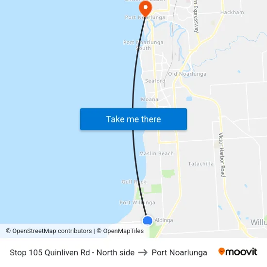 Stop 105 Quinliven Rd - North side to Port Noarlunga map