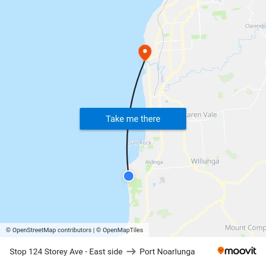 Stop 124 Storey Ave - East side to Port Noarlunga map