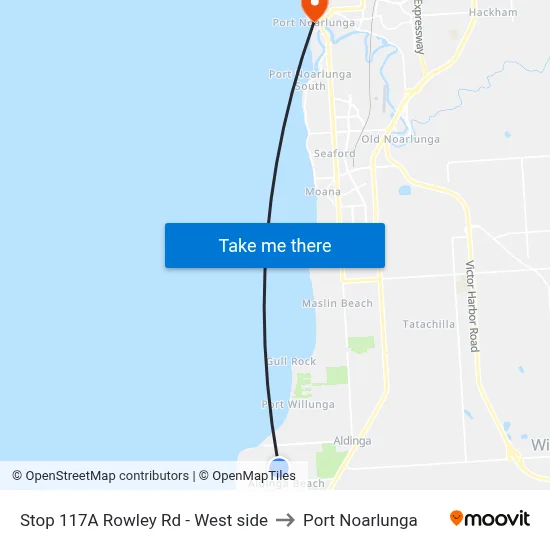 Stop 117A Rowley Rd - West side to Port Noarlunga map