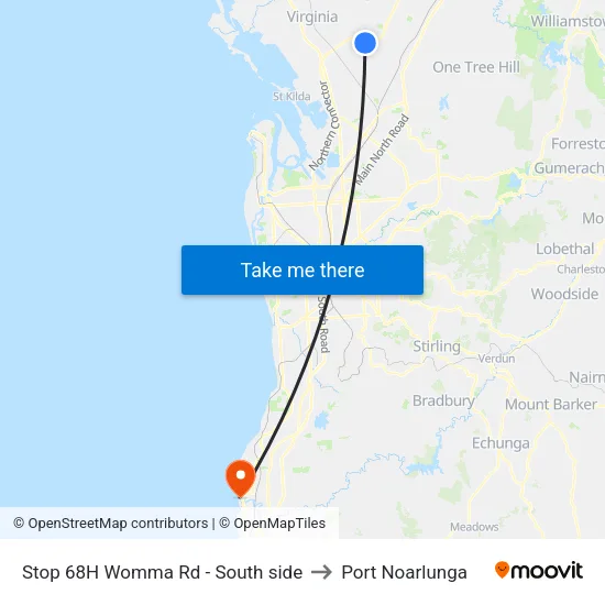 Stop 68H Womma Rd - South side to Port Noarlunga map