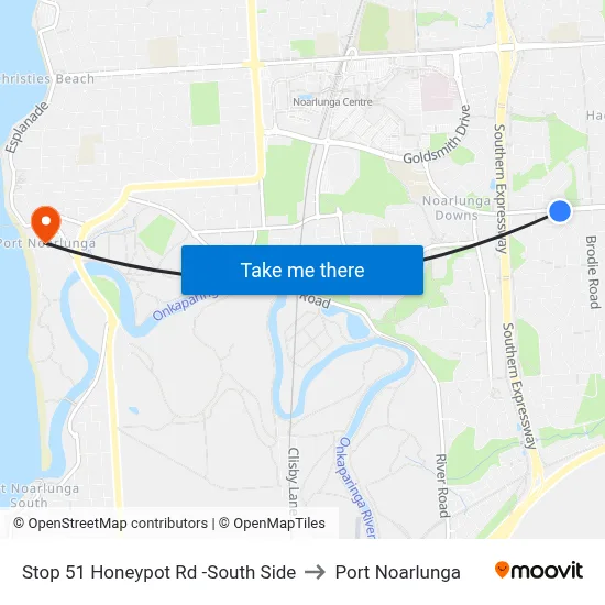 Stop 51 Honeypot Rd -South Side to Port Noarlunga map