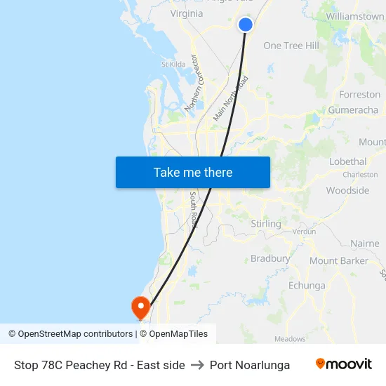 Stop 78C Peachey Rd - East side to Port Noarlunga map