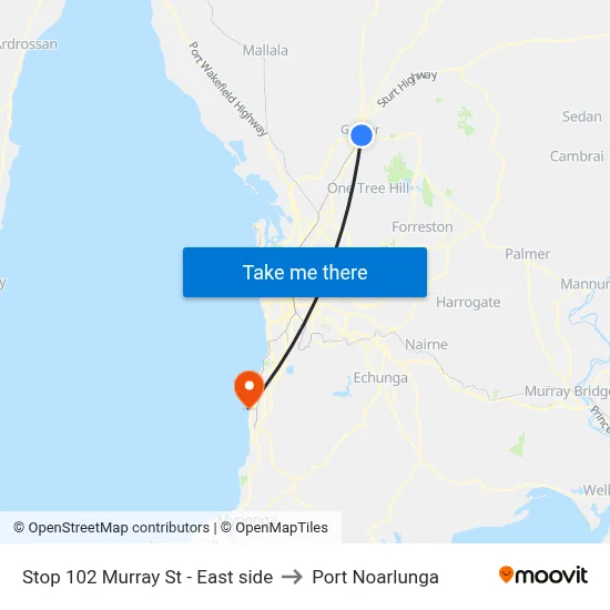 Stop 102 Murray St - East side to Port Noarlunga map