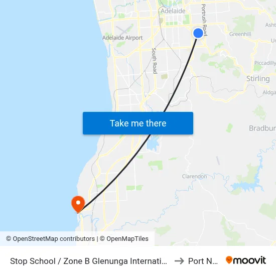 Stop School / Zone B Glenunga International High School Conyngham St to Port Noarlunga map