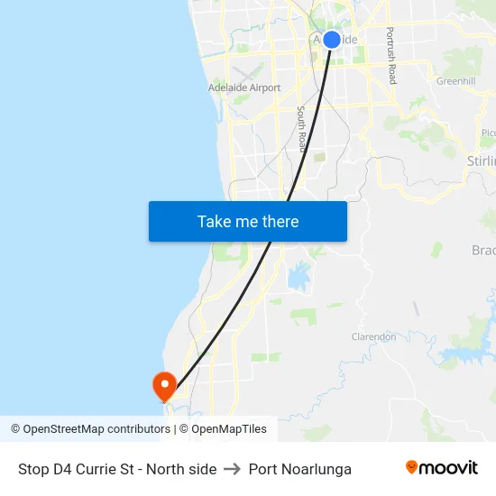 Stop D4 Currie St - North side to Port Noarlunga map