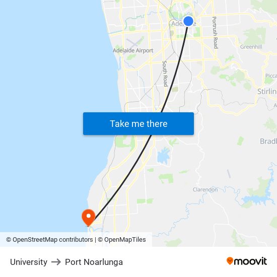 University to Port Noarlunga map