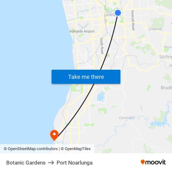 Botanic Gardens to Port Noarlunga map