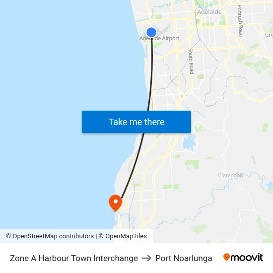 Zone A Harbour Town Interchange to Port Noarlunga map