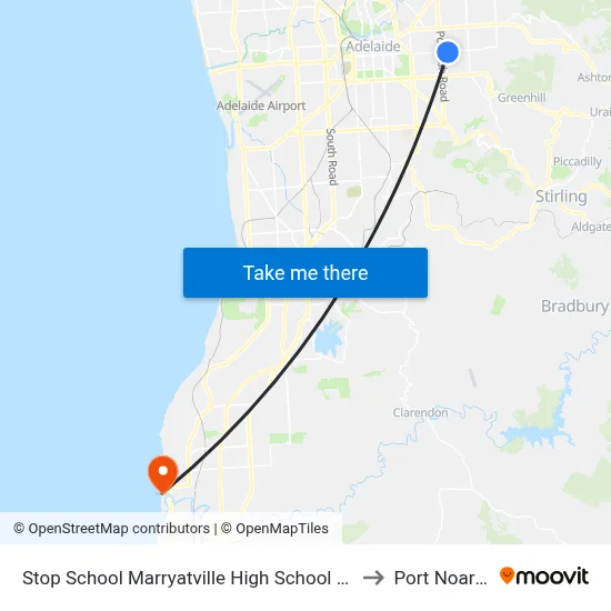 Stop School Marryatville High School Kensington Rd to Port Noarlunga map