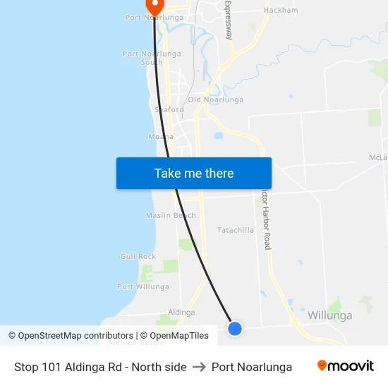 Stop 101 Aldinga Rd - North side to Port Noarlunga map