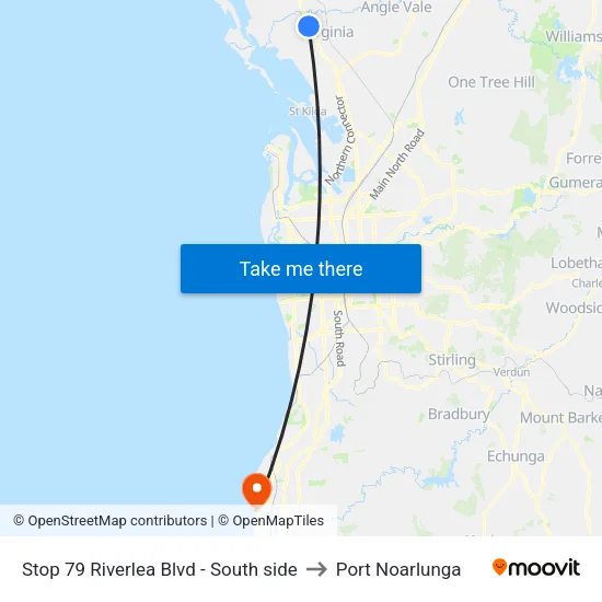 Stop 79 Riverlea Blvd - South side to Port Noarlunga map