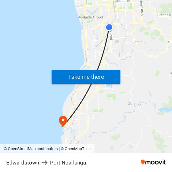 Edwardstown to Port Noarlunga map