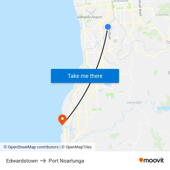 Edwardstown to Port Noarlunga map