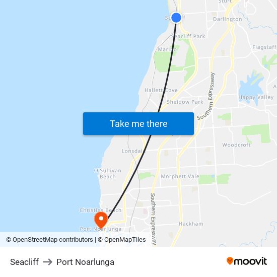 Seacliff to Port Noarlunga map