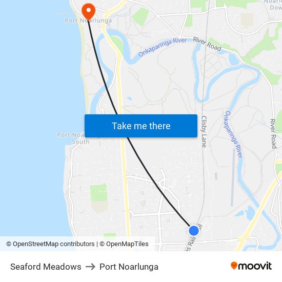 Seaford Meadows to Port Noarlunga map