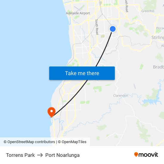 Torrens Park to Port Noarlunga map